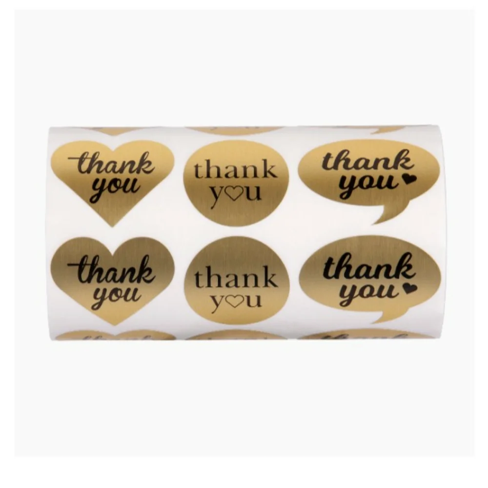 100 Stickers Thank you stickers 1.5 inch polished sheen foil look!